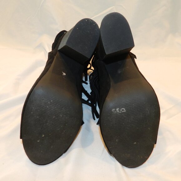 Carlos Santana womens fringed open toe ankle boots with side zipper, like new - Picture 6 of 7